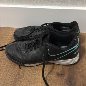 Nike Men's Black and Teal turf cleats